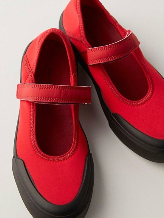 Free People Shoes - Free People Red Mary Jane-Style Neoprene Flats with Black Sole